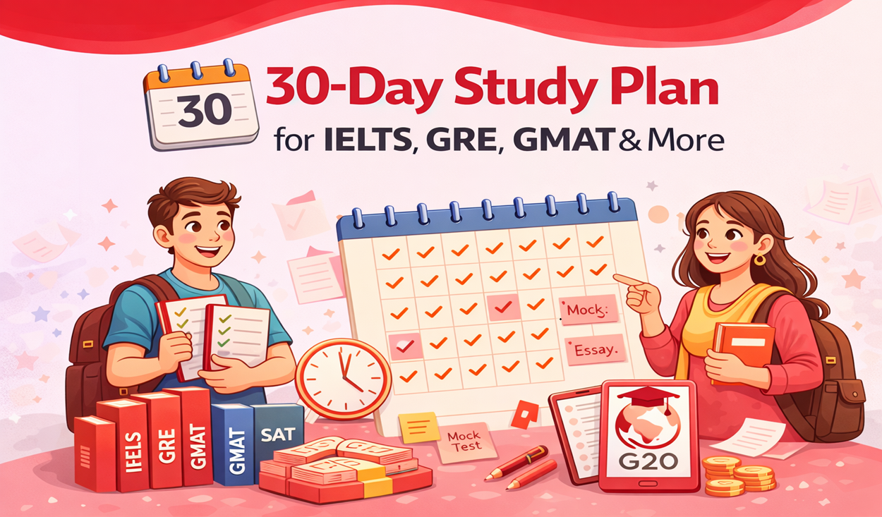 30-Day Study Plan for IELTS, GRE, GMAT & More: Step-by-Step Guide